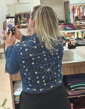Jaqueta Leticia - Jeans Bordada em Strass