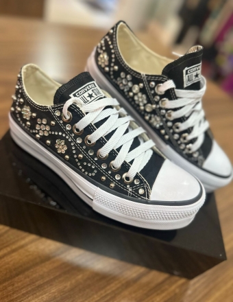 Tênis All Star Strass Preto