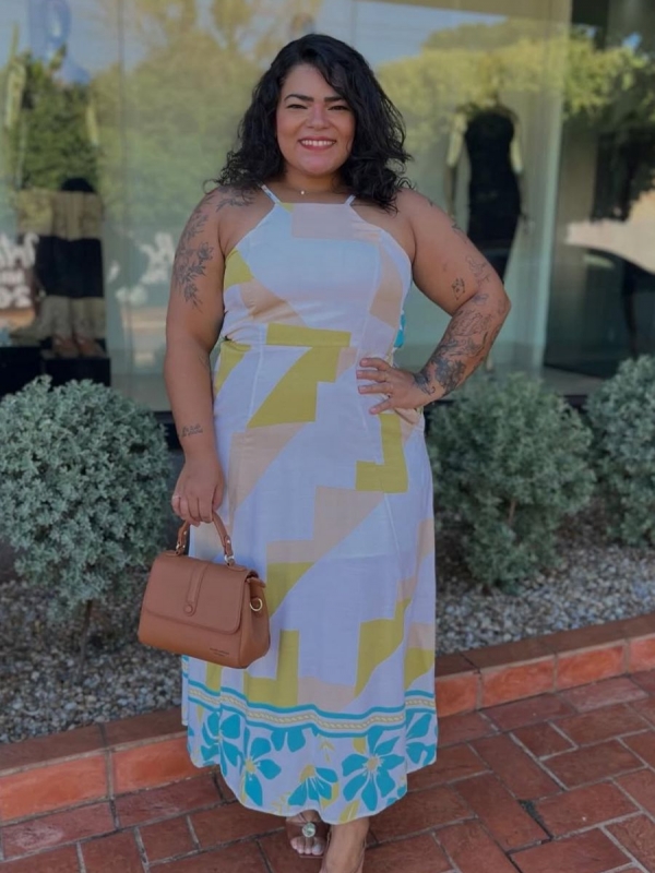 Vestido Fabrcia - Vestido Longo em Viscolinho