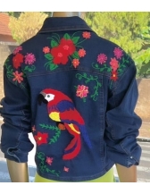 Jaqueta Arara - Jaqueta Jeans Bordada Arara