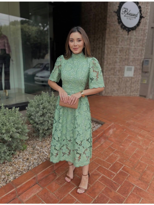 Vestido Wanessa - Vestido Mídi de Renda Gripir