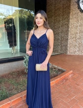 Vestido Ana Carla - Vestido Longo em Tuli Forrado
