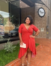 Vestido Tais - Vestido Midi Poa Transpassado