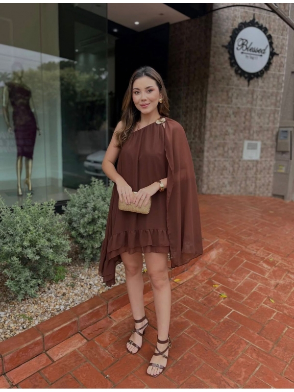 Vestido Veronica - Vestido Curto Crepe de Seda Fluido