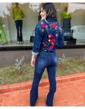 Jaqueta Arara - Jaqueta Jeans Bordada Arara