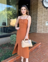 Vestido Paula Toller - Vestido Mídi em Viscolinho