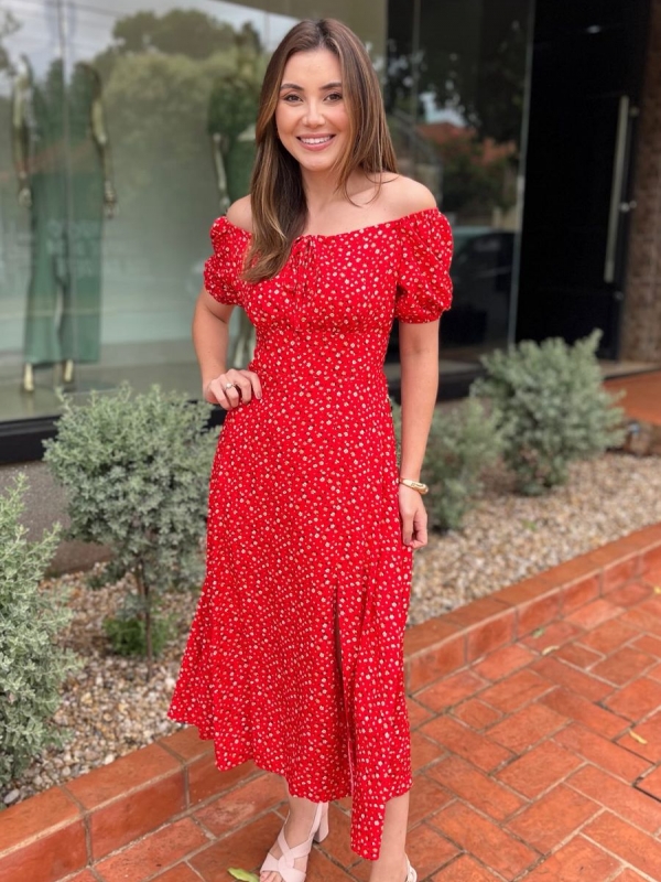 Vestido Eliana - Vestido Midi em Viscolinho Estampado