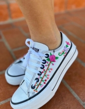Tênis All Star Flores - Branco Bordado com Flores
