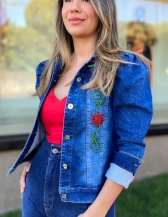 Jaqueta Mary - Jeans Bordada