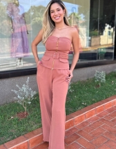 Calça Lia - Conjunto Calça e Blusa Caramelo