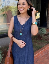 Vestido Renata - Vestido Longo em Jeans
