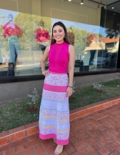 Vestido Cris - Saia Longa Tricot Estampada