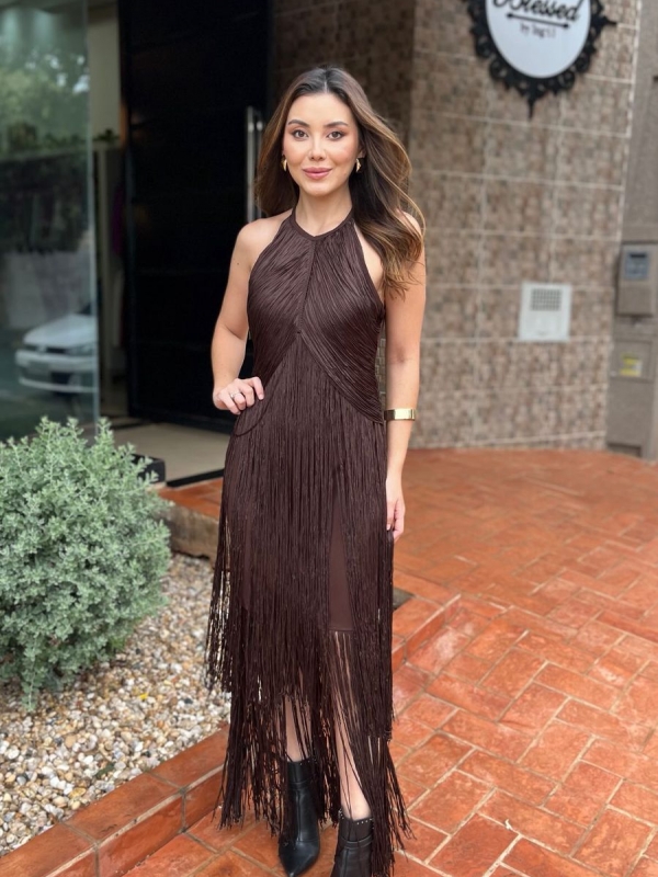 Vestido Bianca - Vestido Midi Franja