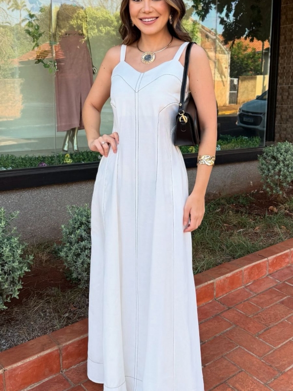 Vestido Tatiane - Vestido Longo em Tecido