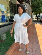 Vestido Larissa - Vestido Branco (tecido viscose)
